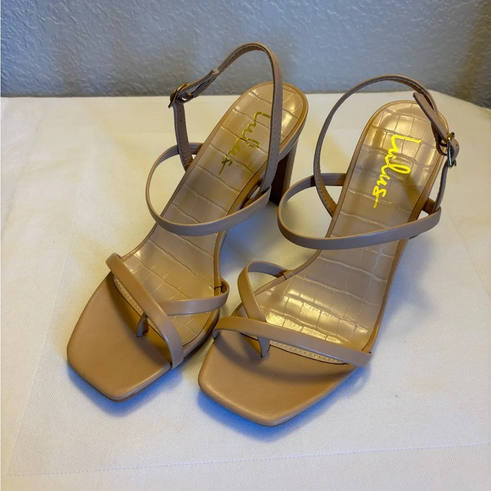 Lulu's Tan Strappy Heels - Picture 2 of 5